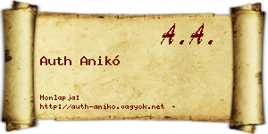 Auth Anikó névjegykártya